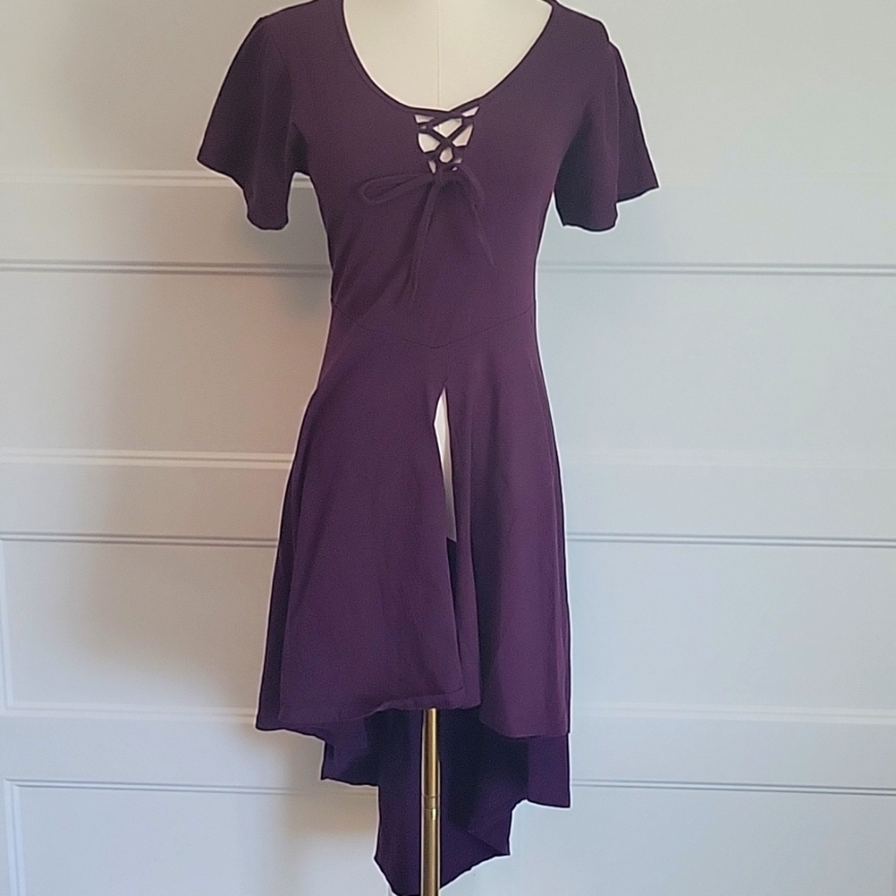 Mishu High-Low Purple Lace Up Dress